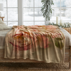 Blush Rose Floral Throw Blanket - Soft Plush Vintage Pastel Gift