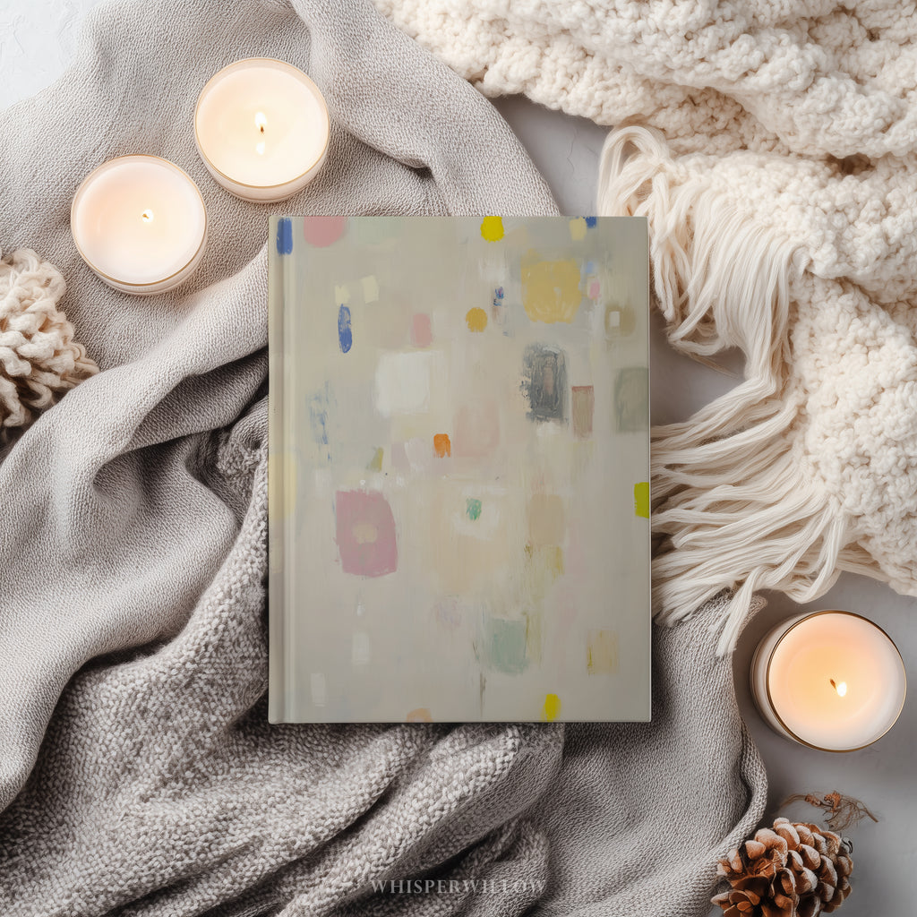Abstract Neutral Block Hardcover Journal - Modern Minimal Art, Pastel Patterns Notebook Gift