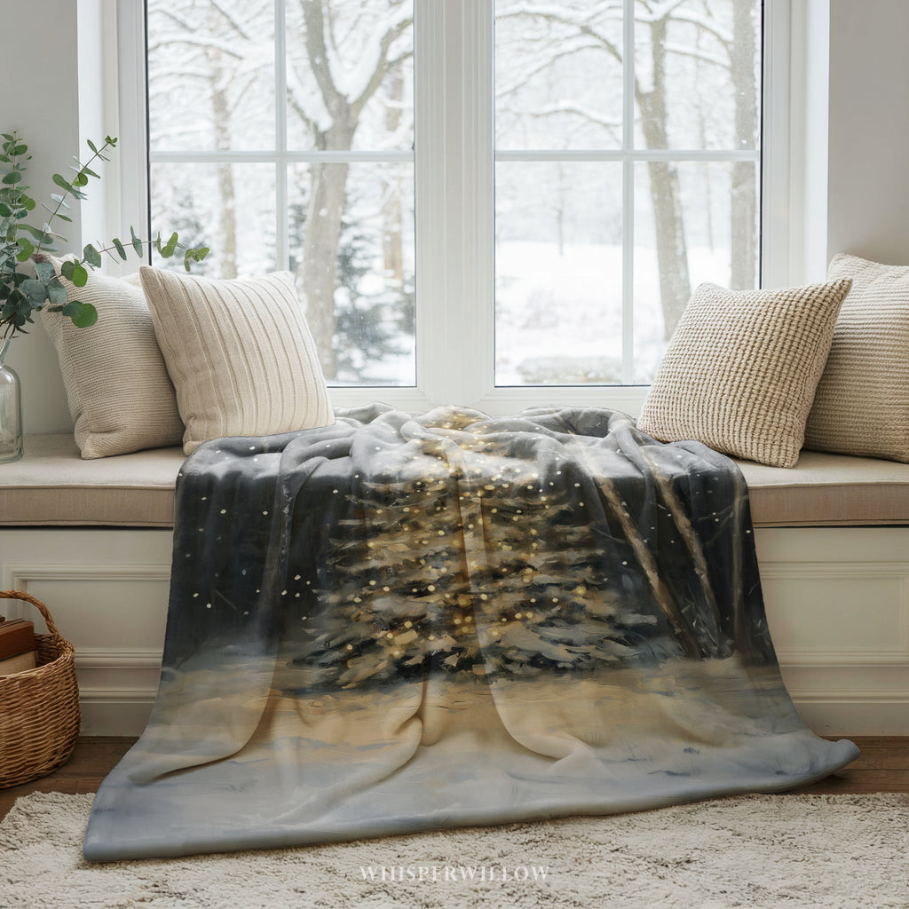 Winter Forest Christmas Throw Blanket - Festive Tree Snowfall Gift