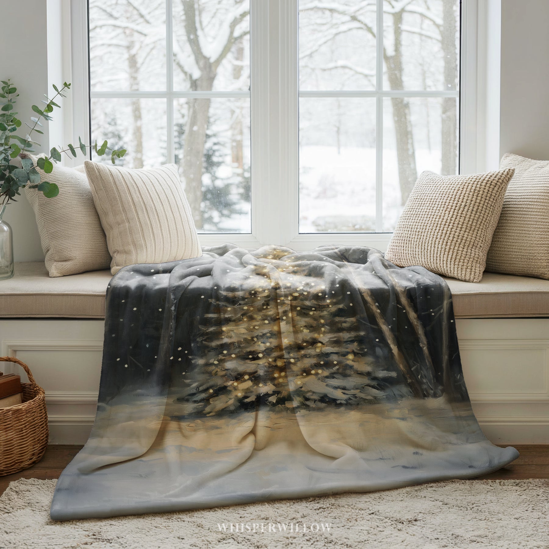 Winter Forest Christmas Throw Blanket - Festive Tree Snowfall Gift