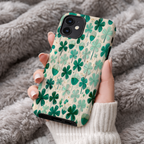 Teal Shamrock Magnetic Phone Case | Compatible with iPhone | Lucky Four Leaf Clover Cover