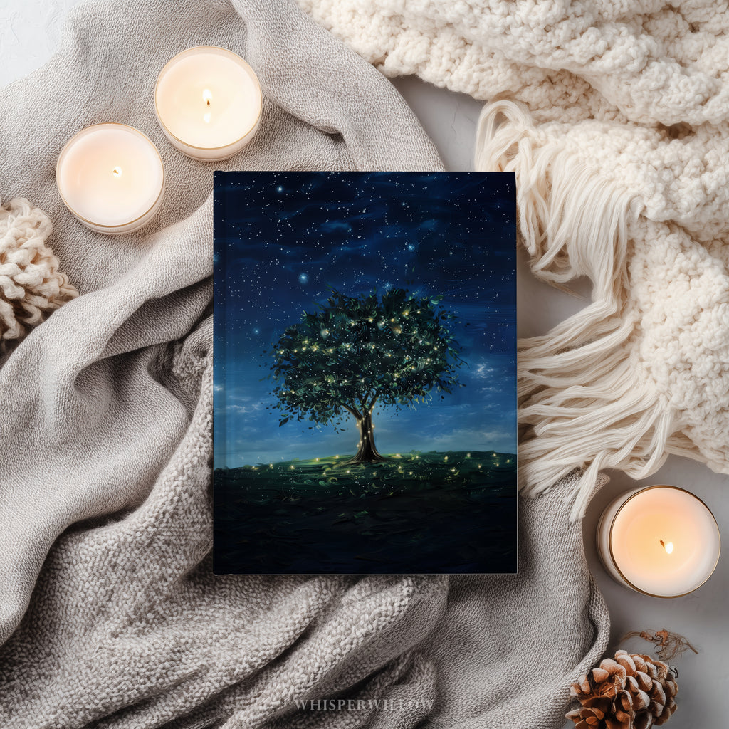 Sternenlicht-Glühwürmchenbaum-Notizbuch (Hardcover) – Verspielte Illustrationen, Glühwürmchen am Nachthimmel, Geschenkidee