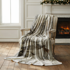 Winter Deer Forest Throw Blanket - Snowy Woodland Stream Gift