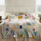 Abstract Pastel Throw Blanket - Modern Colorful Blocks Painted Art Gift
