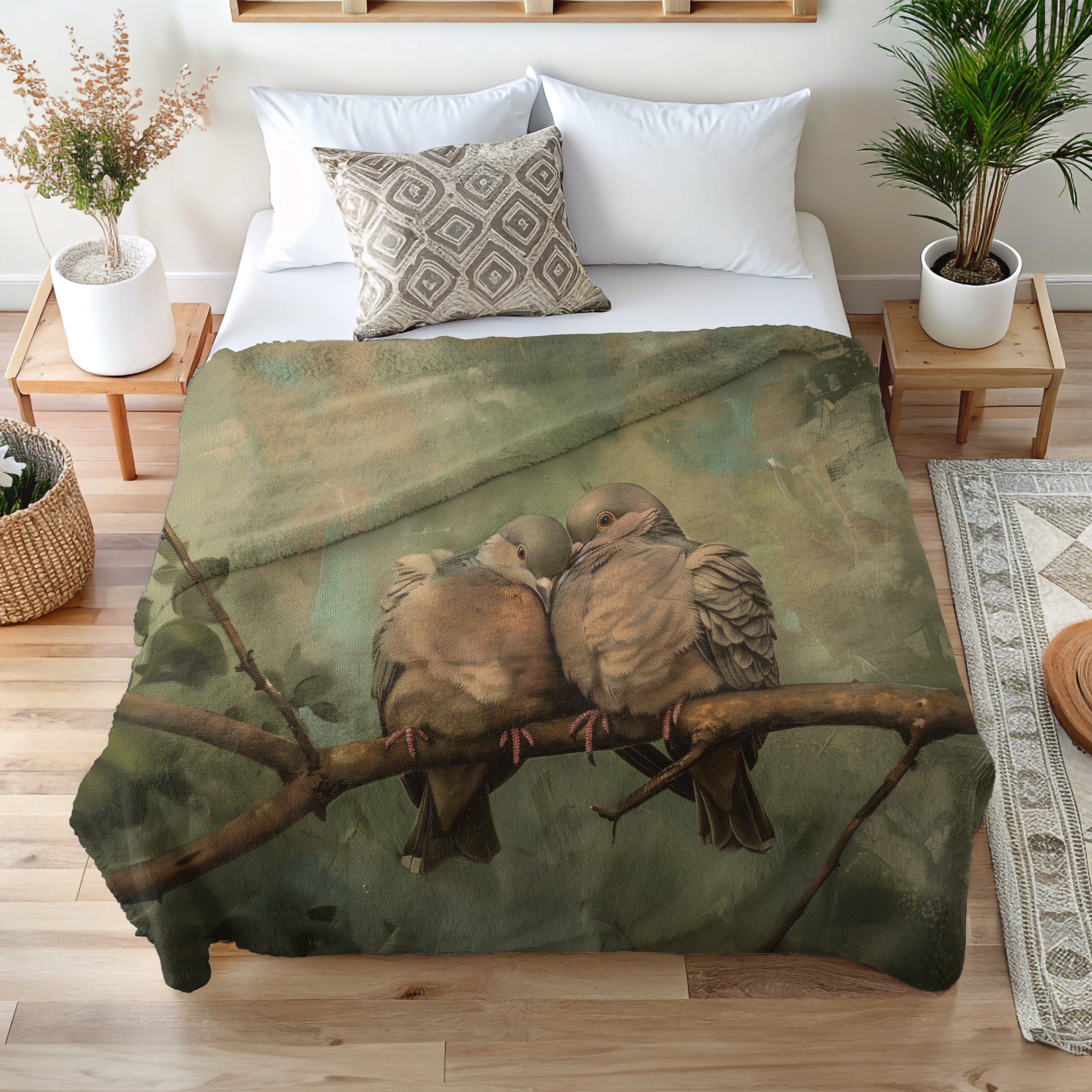 Mourning Doves Throw Blanket - Romantic Bird Art Nature Wildlife Gift