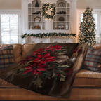 Christmas Poinsettia Throw Blanket - Red Floral Holly Gift