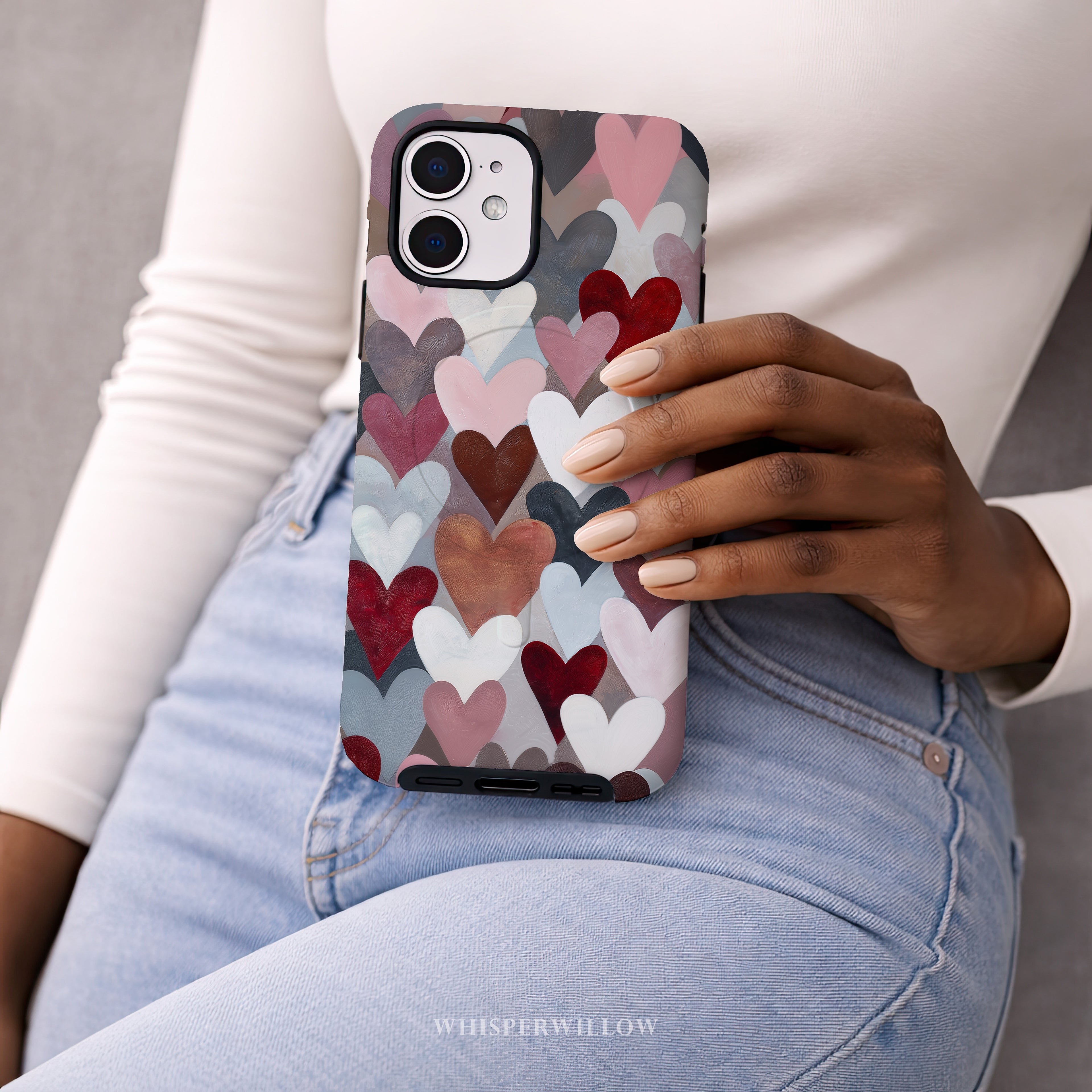 Cute Heart Pattern Phone Case | Romantic Valentine Design | Magnetic Charging Compatible with iPhone