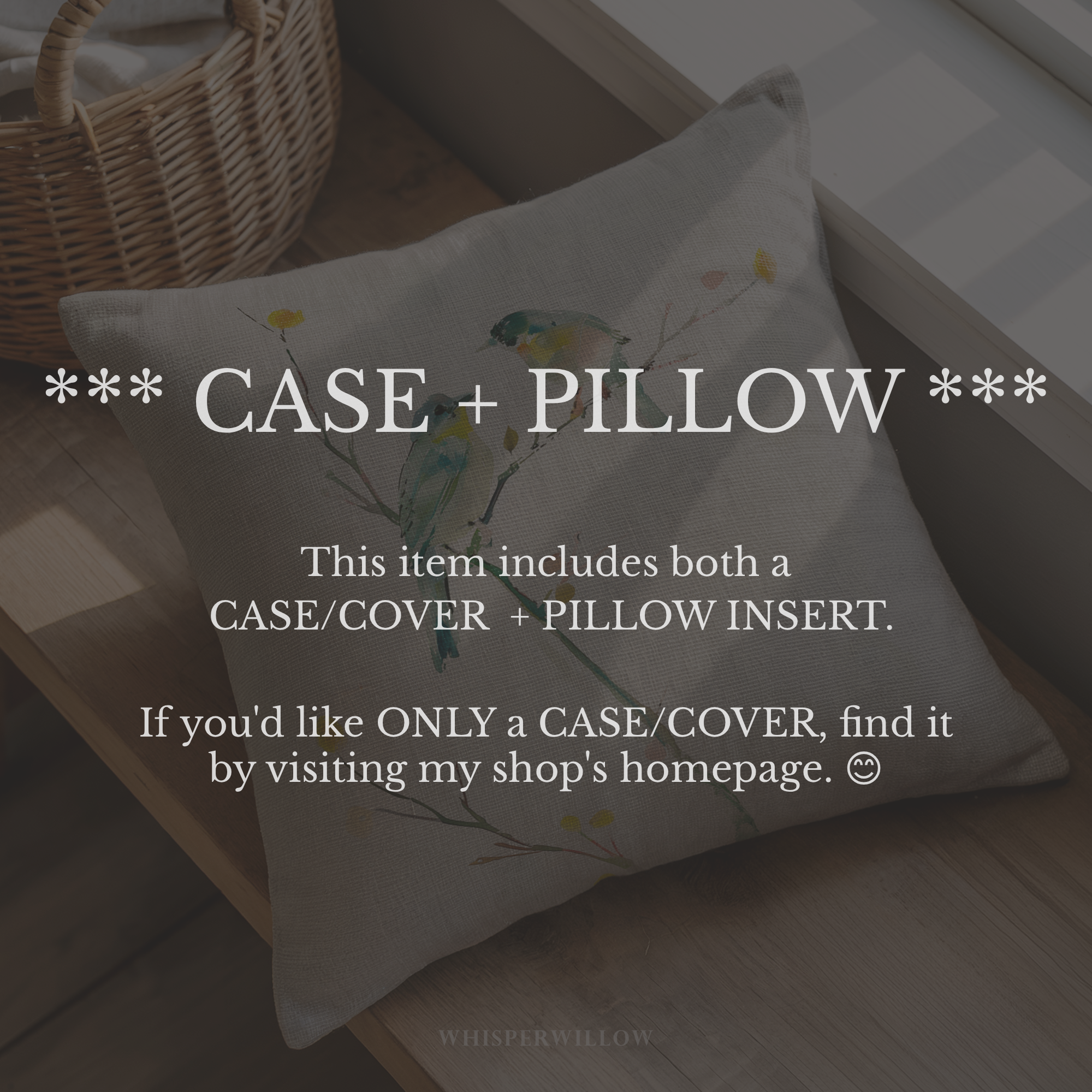 Watercolor Bird Throw Pillow and Case - Blue Yellow Spring Branch Accent Cushion Nature Decor Gift