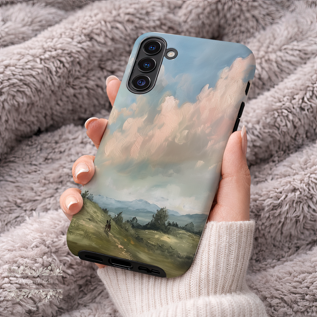 Pastel Sky Landscape Phone Case | Compatible with Samsung Devices | Colorful Scenic Hills Aesthetic Art