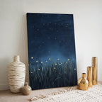 Glühwürmchen-Leinwandbild – Leuchtende Käfer, Sternennacht, dunkelblauer, funkelnder Himmel, magisch
