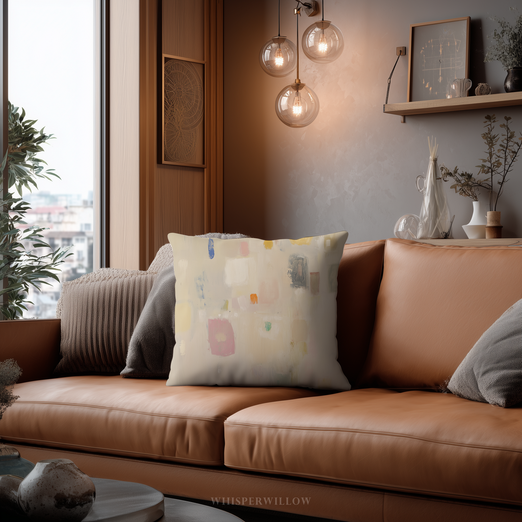 Neutral Pastel Abstract Throw Pillow and Case - Modern Minimalist Color Block Decorative Cushion Gift