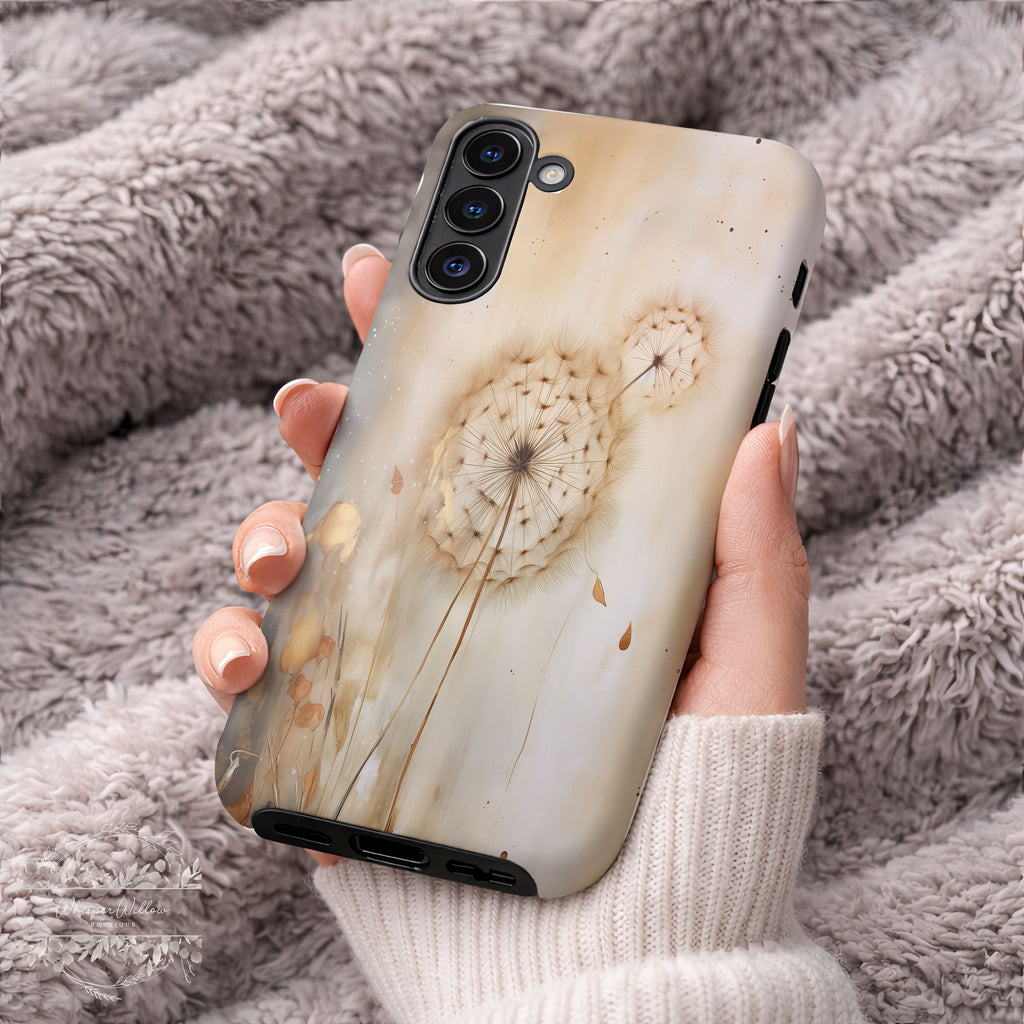 Botanical Phone Case | Dandelion Beige Neutral Art | Compatible with Samsung | Minimalist Floral Aesthetic Modern Design Gift