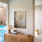 Wandbild „Stimmungsvolle Löwenzahnblüte“ auf Leinwand | Neutrales botanisches Design | Minimalistische Naturdekoration