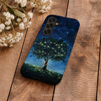 Mystical Tree Phone Case | Night Sky Art | Compatible with Samsung | Glowing Fireflies, Dreamy Stars, Nature