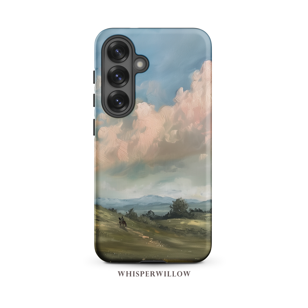 Pastel Sky Landscape Phone Case | Compatible with Samsung Devices | Colorful Scenic Hills Aesthetic Art Gift by WhisperWillow Studios