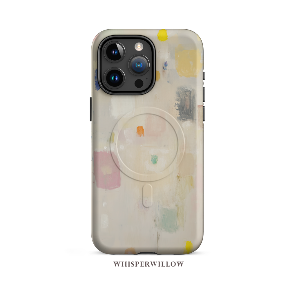 Abstract Pastel Art Magnetic Case | iPhone Compatible | Colorful Minimal Design Cover Gift by WhisperWillow Studios
