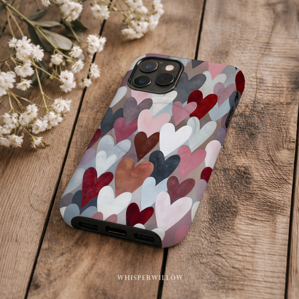 Cute Heart Pattern Phone Case | Romantic Valentine Design | Magnetic Charging Compatible with iPhone