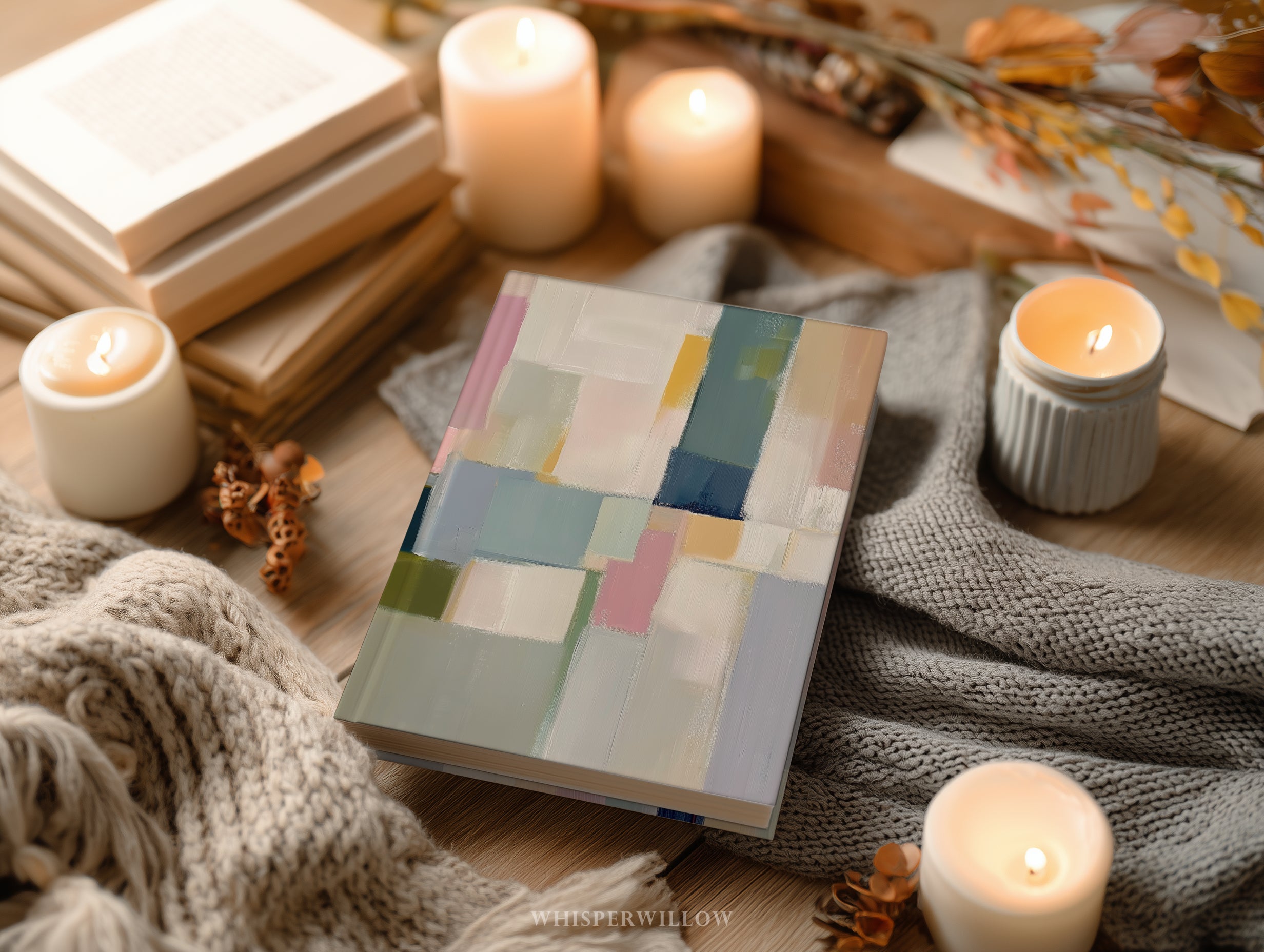 Notizbuch mit abstrakten geometrischen Blöcken (Hardcover) – Modernes Farb- und Musterdesign – Geschenkidee