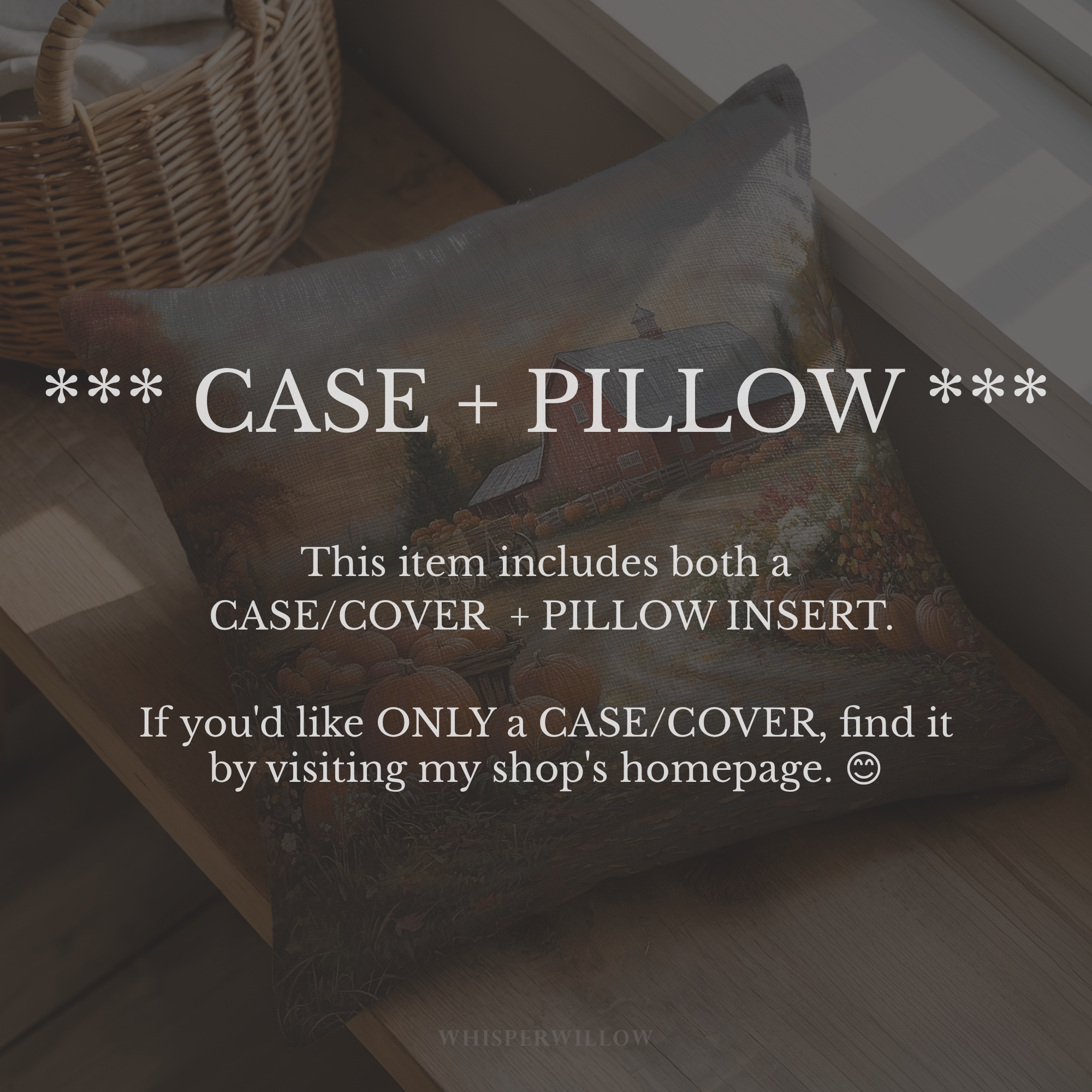 Autumn Pumpkin Farm Throw Pillow and Case - Red Barn Fall Harvest Landscape Country Decor Gift