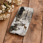 Winter Deer Aesthetic Phone Case Compatible with Samsung – Forest Snow Wildlife Art, Rustic Nature Scenic Design, Outdoor Gift for Him