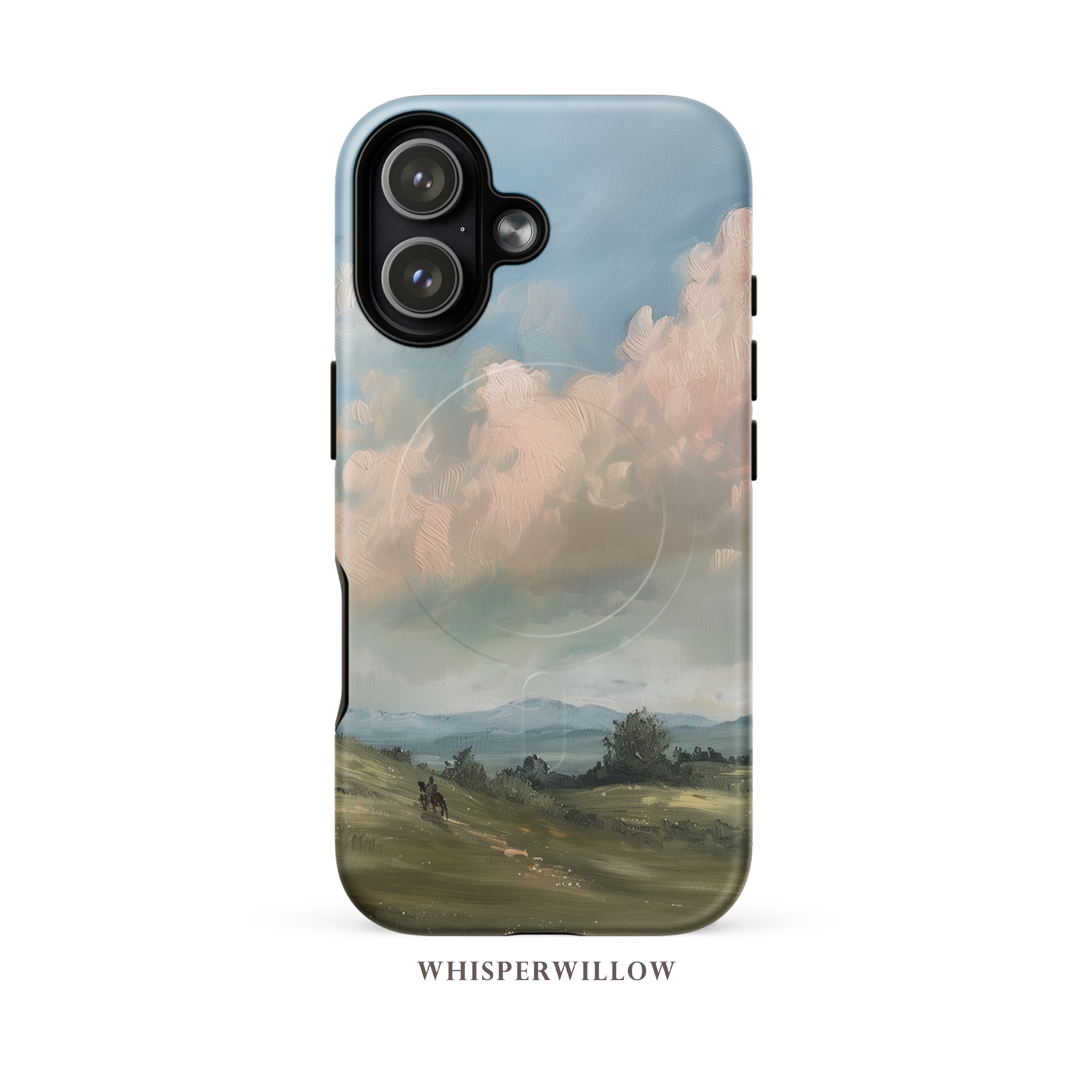 Pastel Sky Landscape Phone Case Compatible with MagSafe Magnetic Charging | Scenic Hills Art | Colorful Aesthetic Case Gift by WhisperWillow Studios