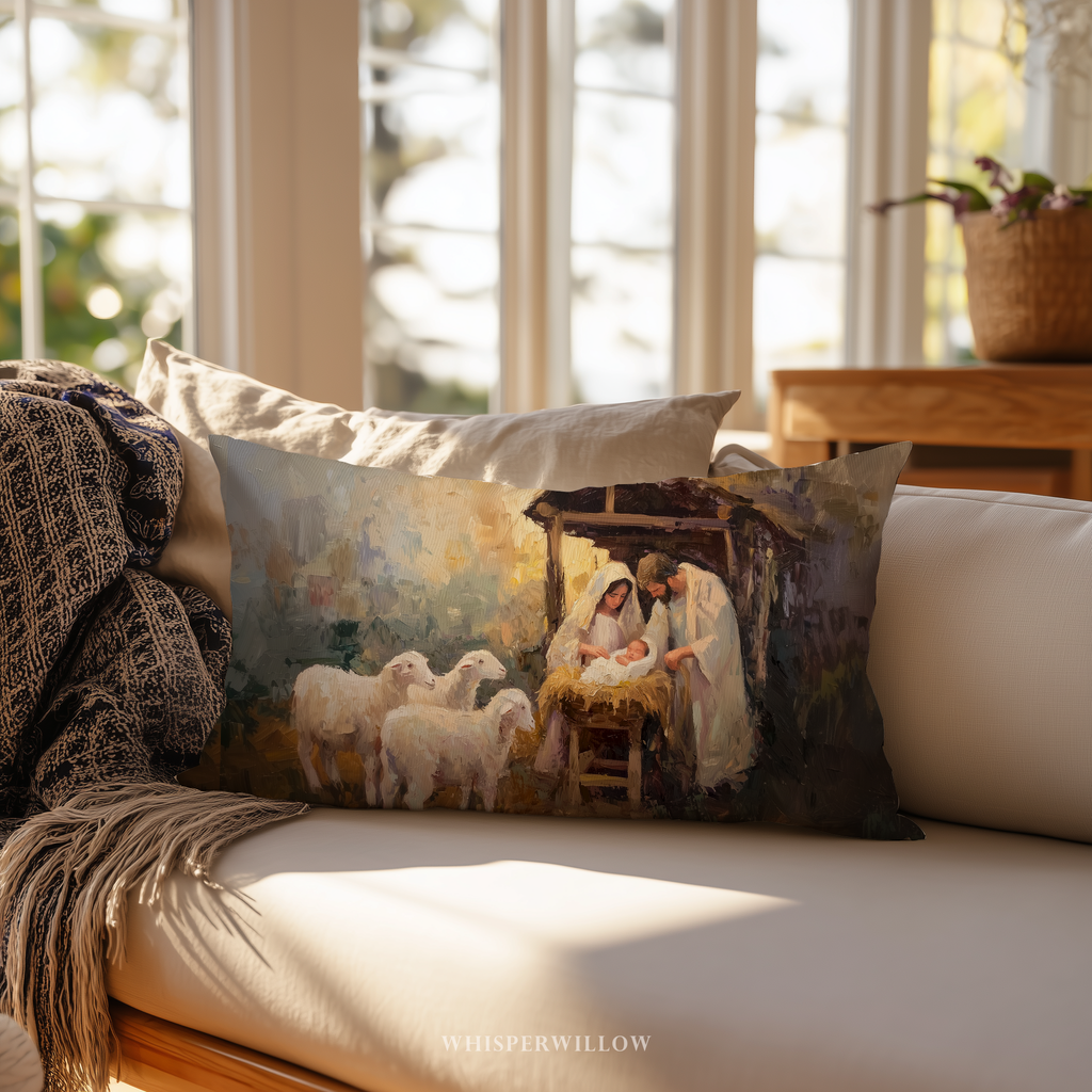 Coussin décoratif Crèche - Coussin de Noël Sainte Famille