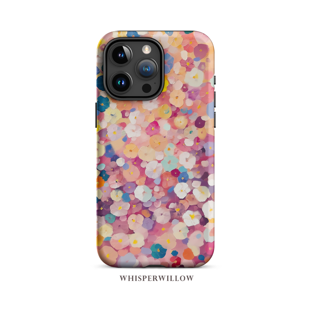 Colorful Floral Confetti Phone Case | Compatible with iPhone | Abstract Garden Pattern Cover Gift by WhisperWillow Studios