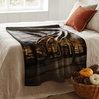 Cozy Autumn Bookstore Throw Blanket - Warm Lights Fall Tree Gift