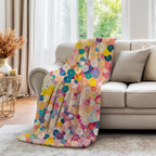 Colorful Floral Abstract Throw Blanket - Pastel Spring Flowers Gift