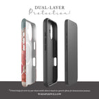 Romantic Winter Village Phone Case | Compatible with MagSafe & iPhone | Pink Heart Snow Town Aesthetic Protective Cover