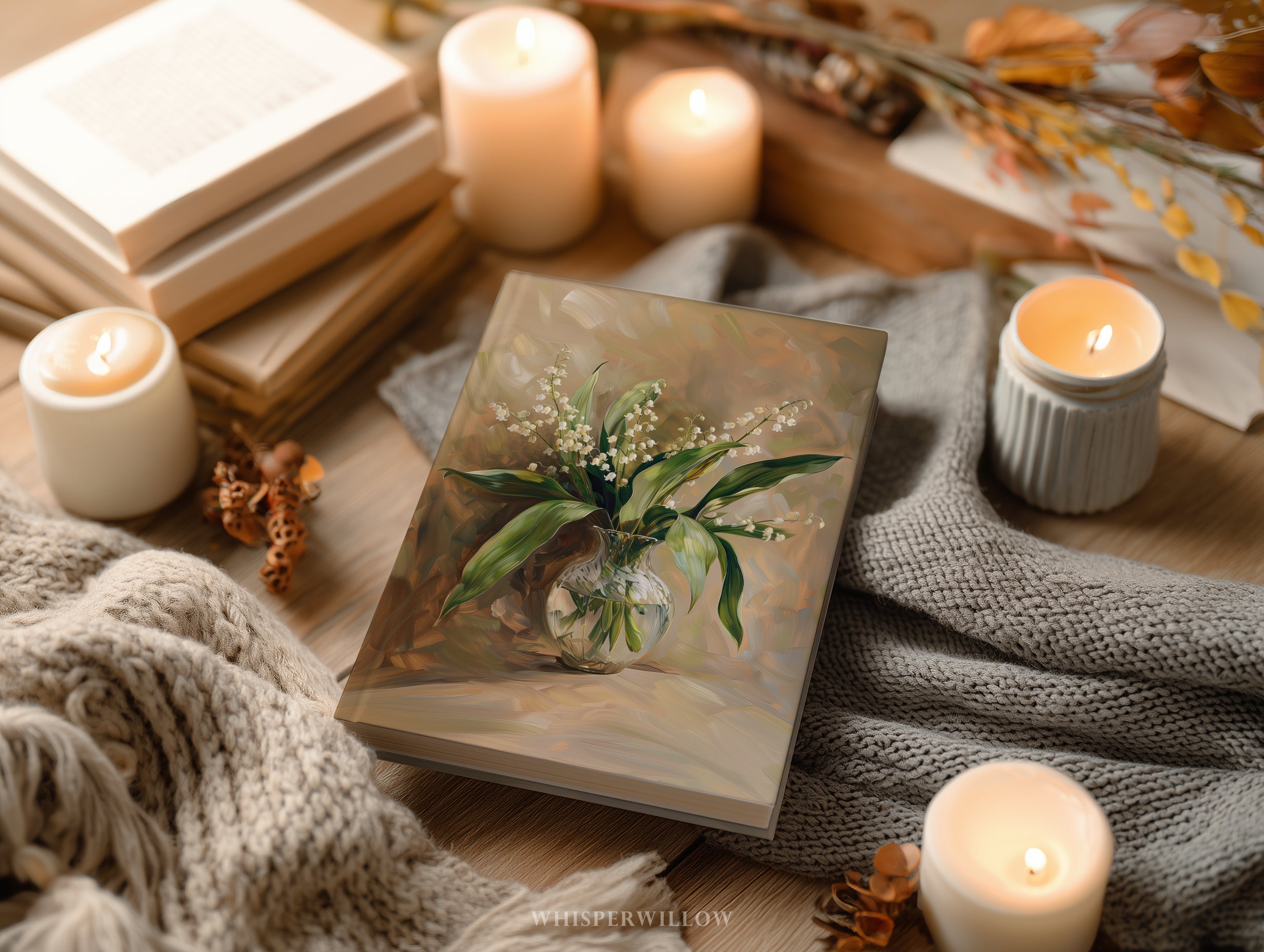 Maiglöckchen-Notizbuch (gebunden) – Vintage-Blumenstrauß, elegantes Notizbuch, wunderschönes Geschenk