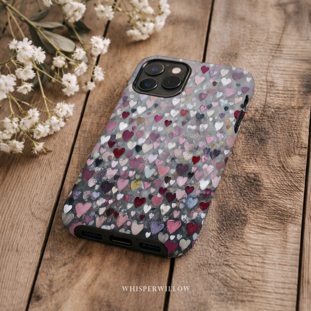 Romantic Heart Pattern Magnetic Case | Compatible with iPhone | Pink Red Grey Love Cover