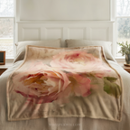 Blush Rose Floral Throw Blanket - Soft Plush Vintage Pastel Gift