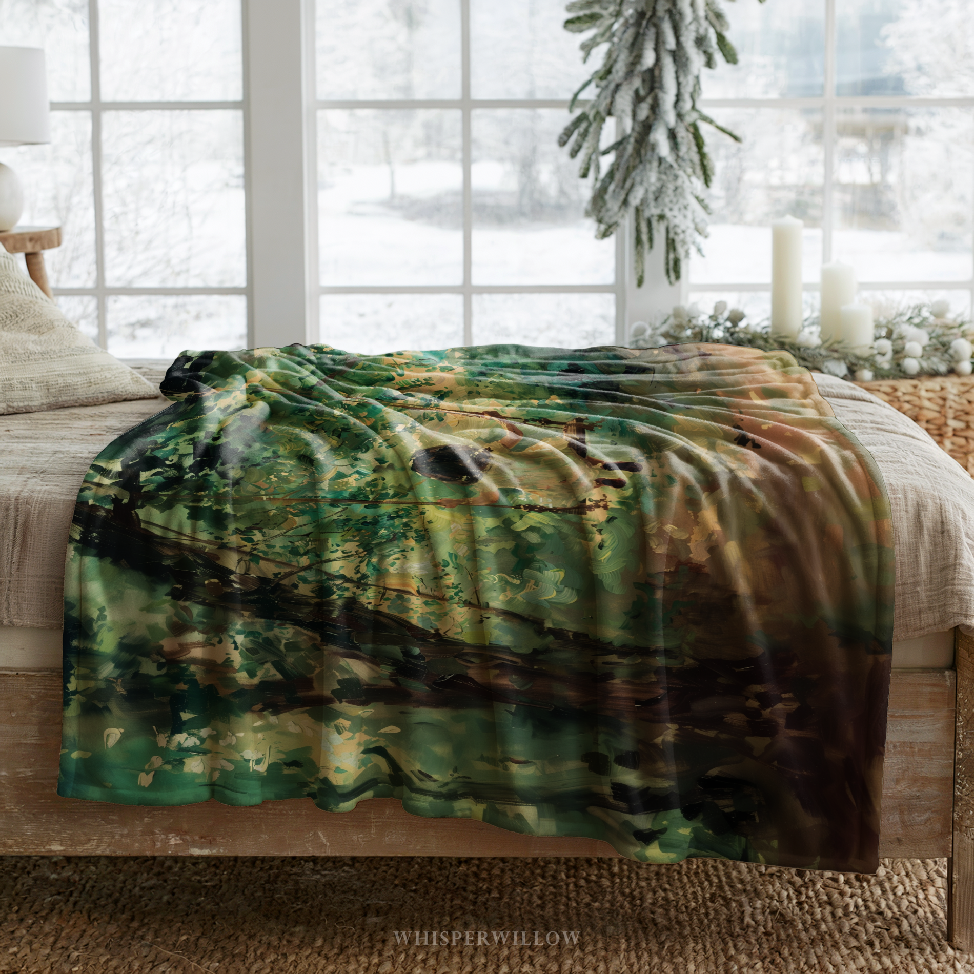 Enchanted Forest Throw Blanket - Swinging Child Whimsical Woodland Gift