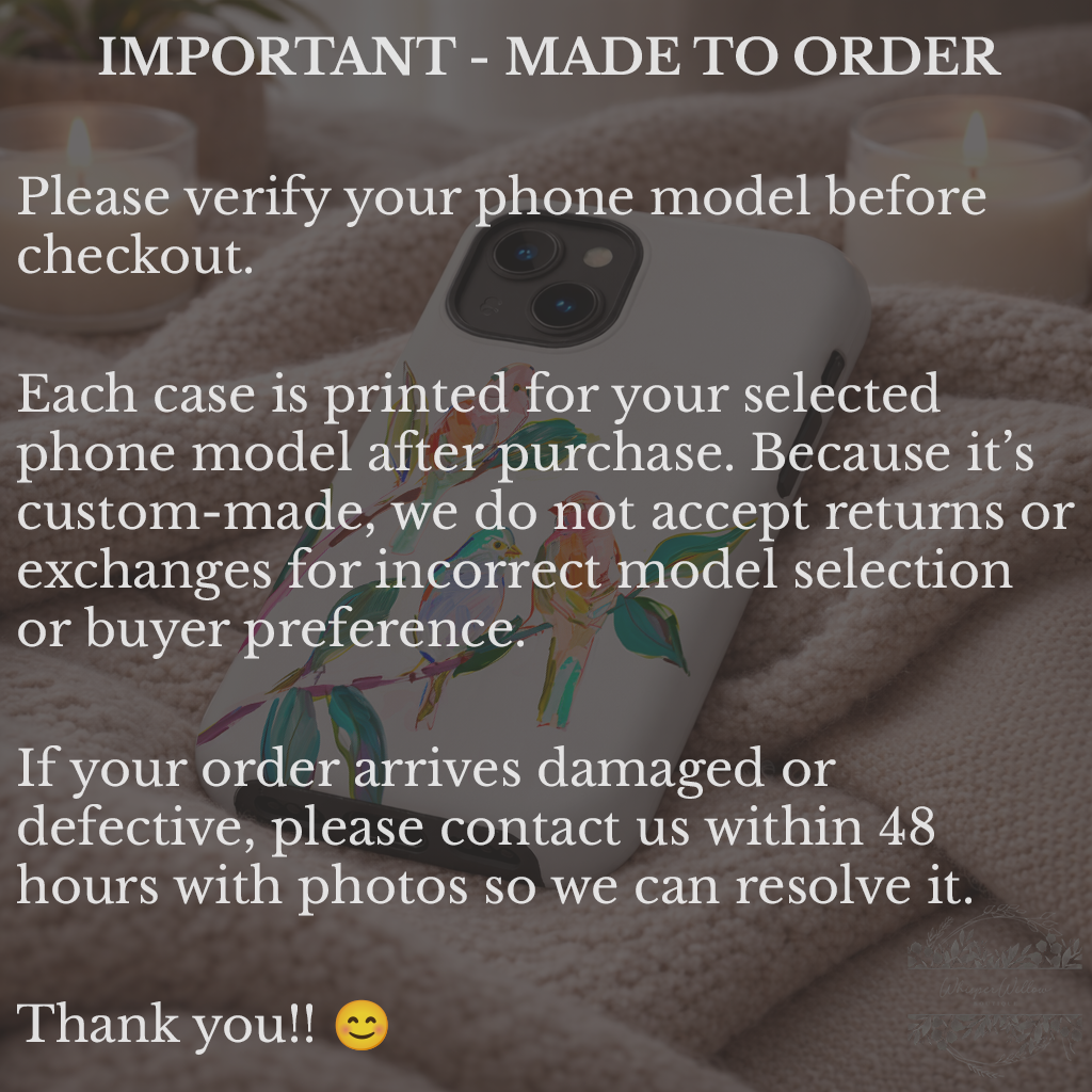 Colorful Bird Art Phone Case Compatible with iPhone | Songbird Branch Design | Cute Aesthetic Nature | Joyful Bird Lover Gift