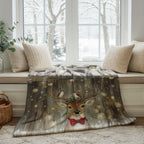 Christmas Deer Throw Blanket - Winter Holiday Reindeer Snow Gift