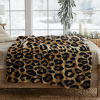 Leopard Print Throw Blanket - Plush Neutral Animal Pattern