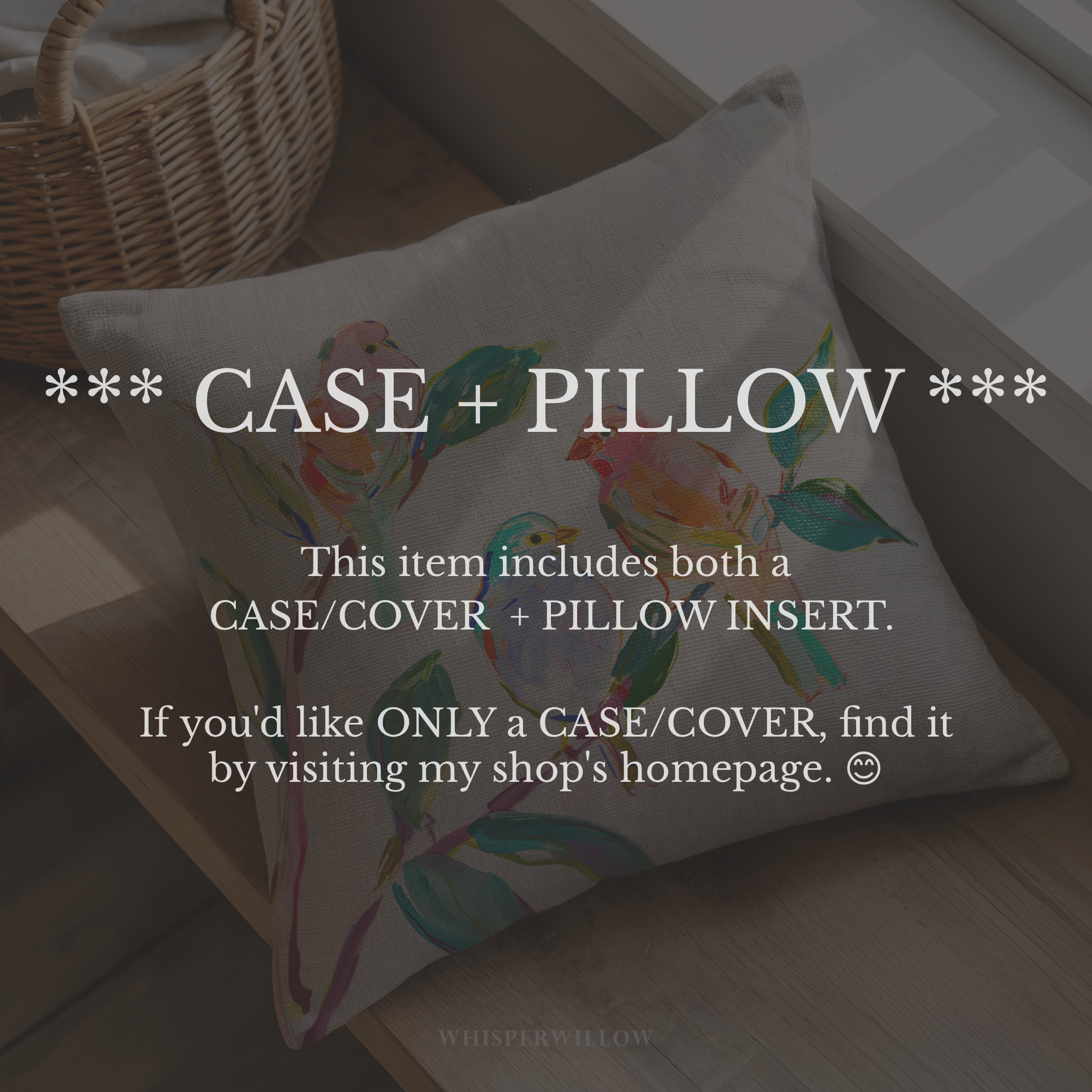 Colorful Bird Throw Pillow and Case - Abstract Botanical Branch Cushion Modern Nature Decor Gift