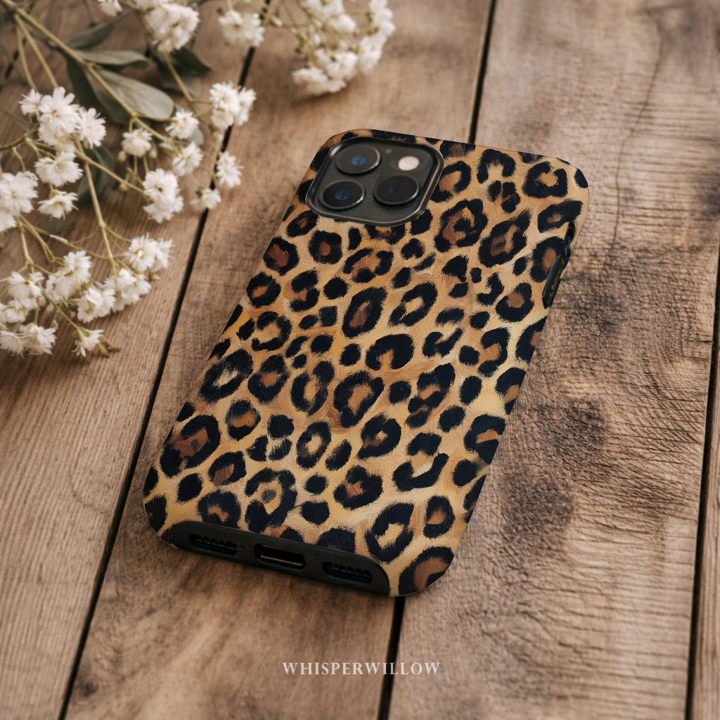 Leopard Print Magnetic Phone Case | iPhone Compatible | Matte Protective Cover
