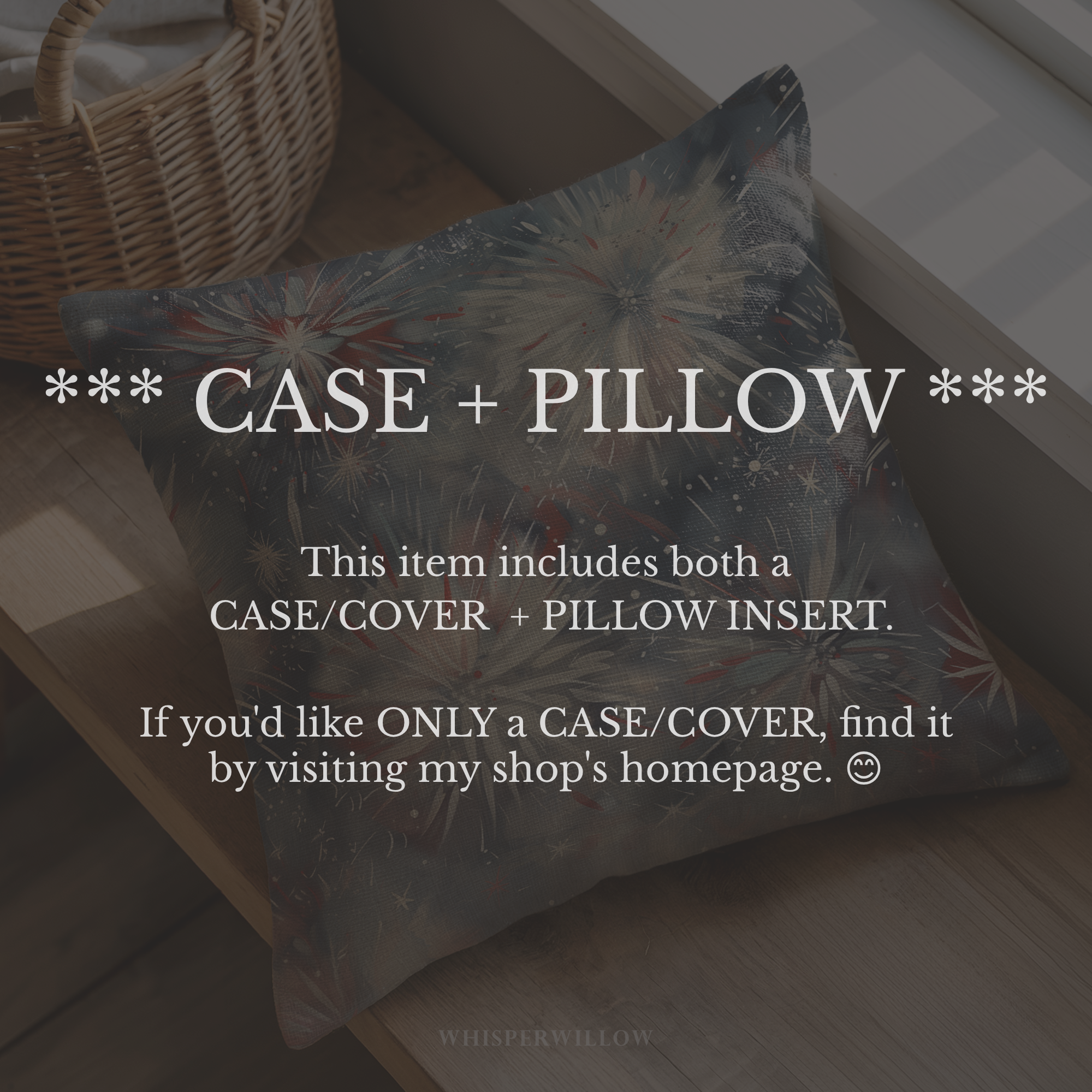 Abstract Fireworks Floral Throw Pillow and Case - Red White Blue Patriotic Home Decor