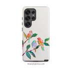 Colorful Bird Branch Art Tough Case - Compatible with Samsung Galaxy Android Phones, Dual Layer, Shockproof, Protective Cover, Matte Finish by WhisperWillow Studios