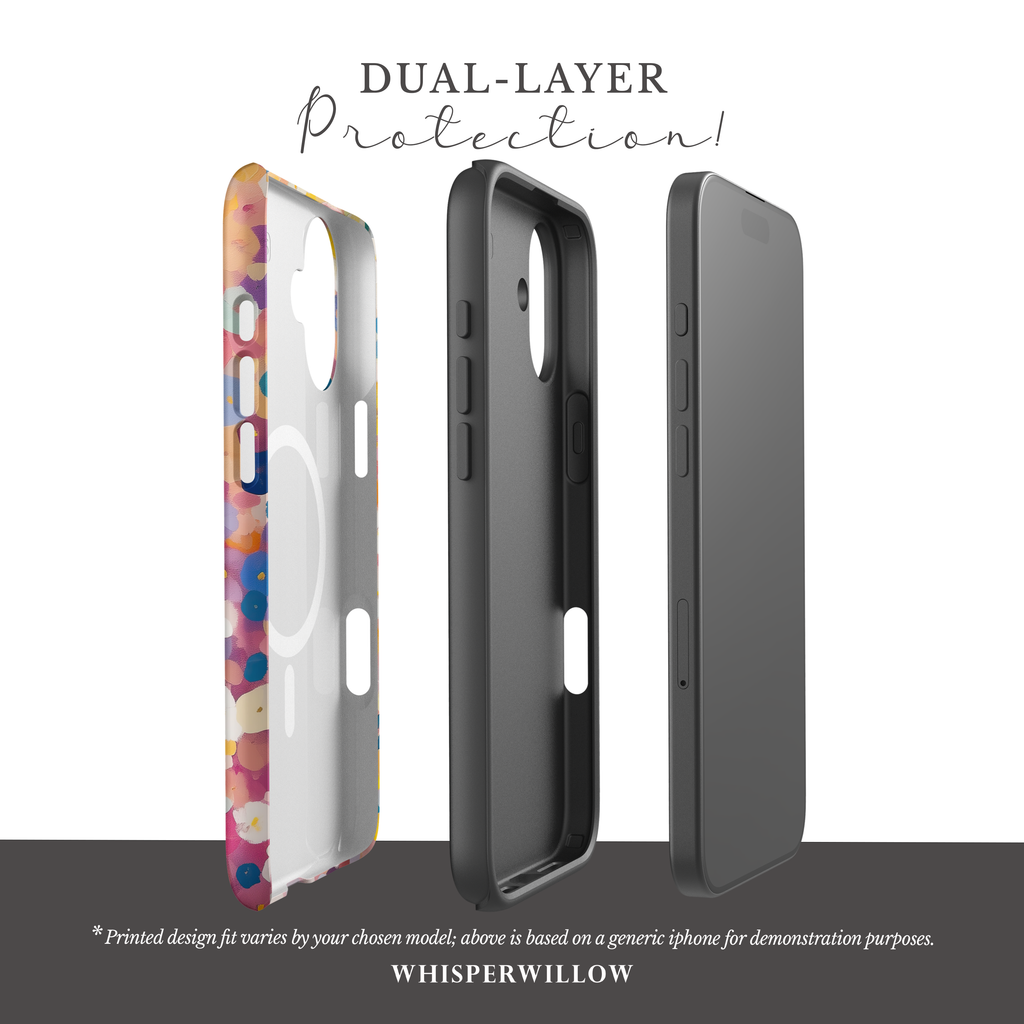Colorful Floral Confetti Magnetic Case | Compatible with iPhone | Abstract Garden Pattern Cover