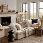 Muted Purple Tulips Throw Pillow | Botanical Floral Cushion | Neutral Beige Vintage Garden Decor | Minimalist Spring Accent