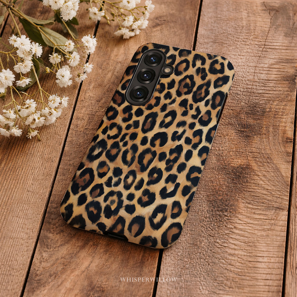 Leopard Print Dual Layer Phone Case | Compatible with Samsung | Matte Protective Cover