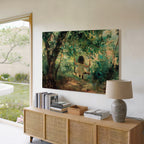 Vintage-Leinwandbild mit Kinderbaumschaukel | Verspielte Waldlandschaft | Nostalgische Kinderzimmerdekoration