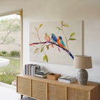 Colorful Birds Canvas Wall Art | Vibrant Tree Branch Wildlife | Abstract Animal Decor