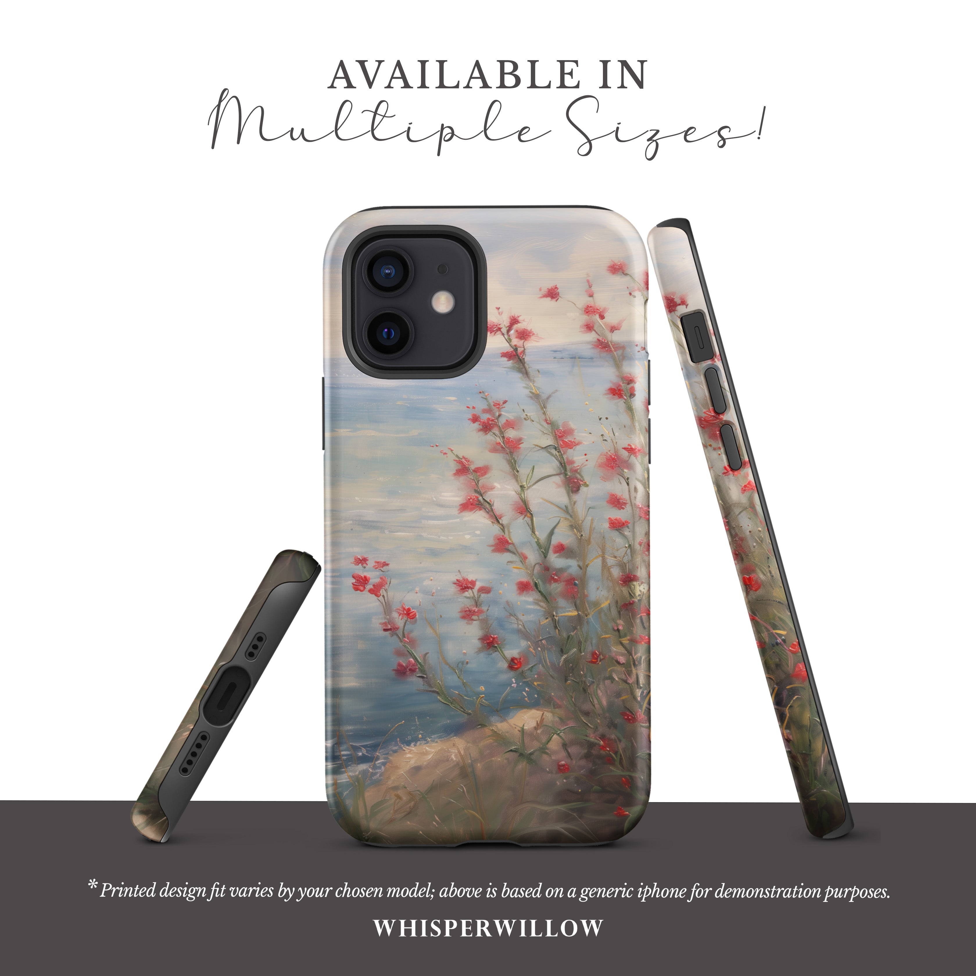 Coastal Floral Phone Case Compatible with iPhone | Aesthetic Wildflower Lake Art | Cute Nature Spring Gift