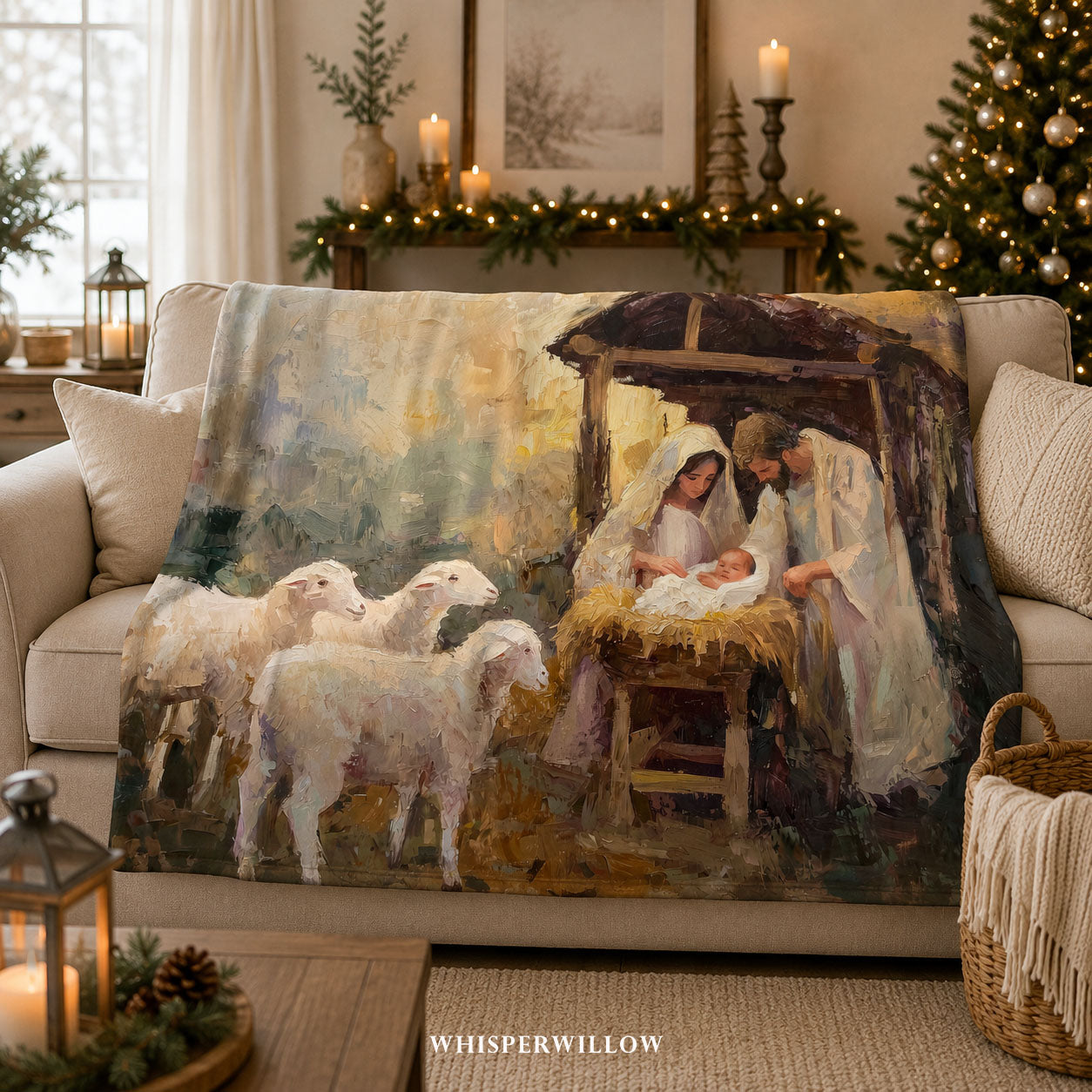 Nativity Christmas Throw Blanket - Holy Family Manger Gift