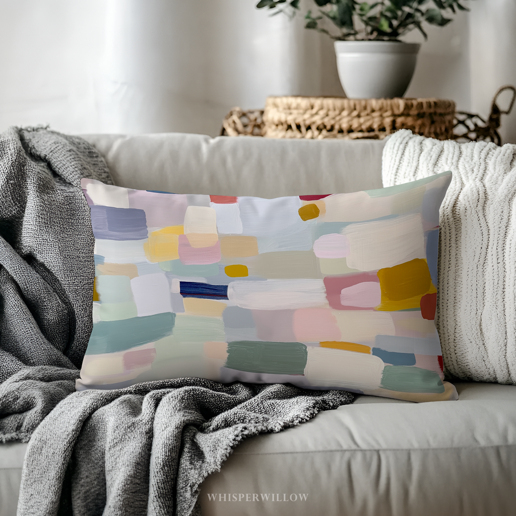 Abstract Color Block Pillow CASE ONLY | Modern Pastel Home Decor Cushion | Modern Geometric Cover | Neutral Decor