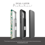 Teal Shamrock Dual Layer Phone Case | Compatible with iPhone  | Lucky Four Leaf Clover Cover